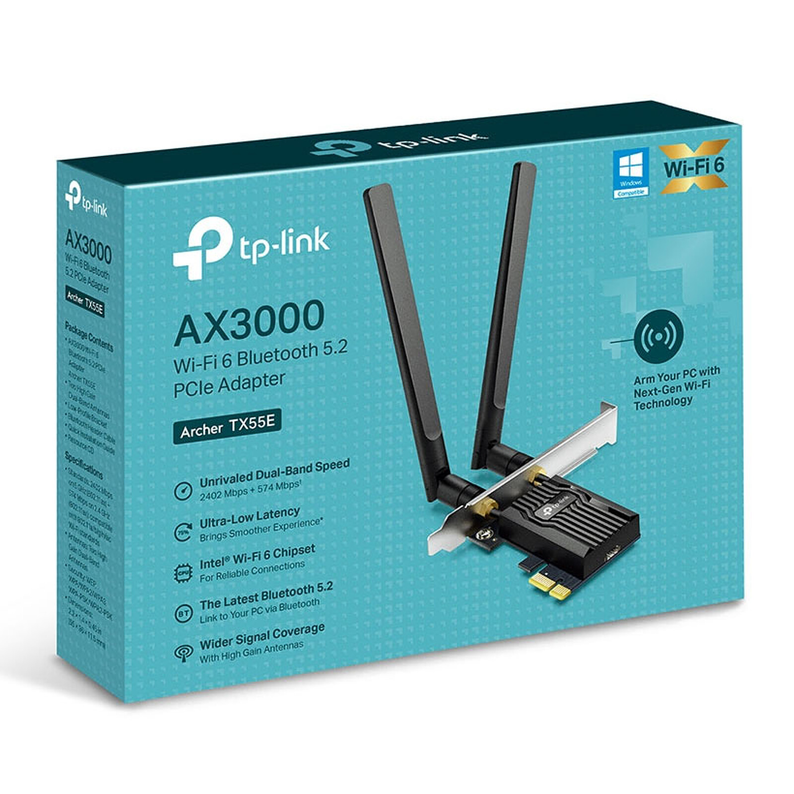 CARTE RESEAU WIFI 6 AX3000 BLUETOOTH 5.2 TP-LINK ARCHER TX55E